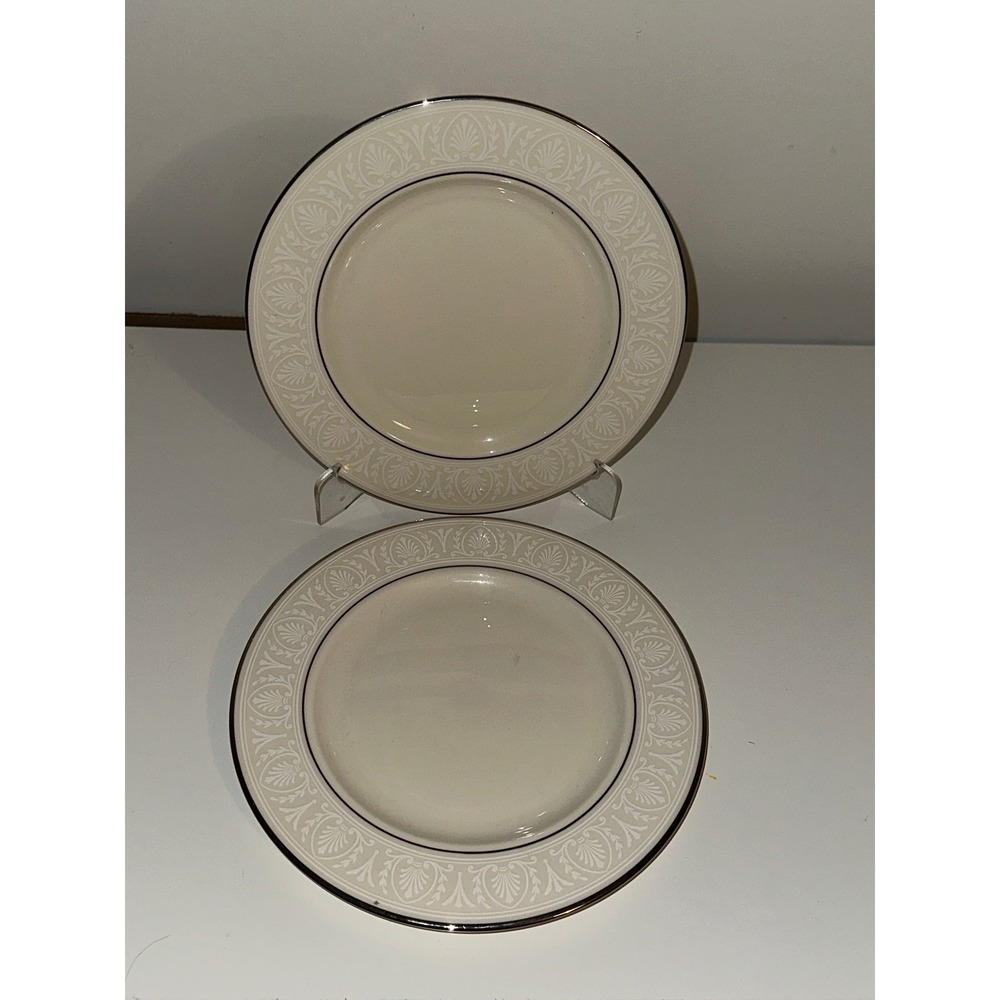 Lenox Courtyard Platinum Salad Plates American Home Collection Set of 2 China 8"